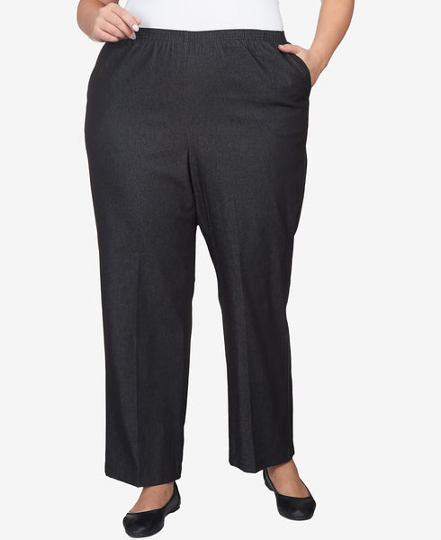 Alfred Dunner Plus Size Comfort Waistband Mid Rise Short Length Straight Leg Denim Pant